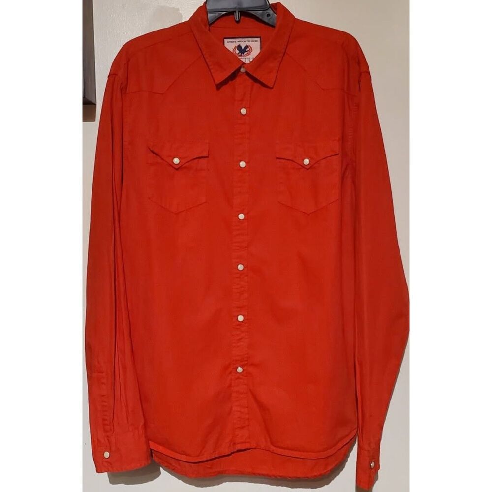 Cactus Authentic Handcrafted Goods Men's Shirt w/ Pearl Snap Buttons Size XL Red